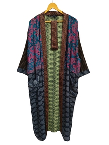 Robe de mariée Robe en soie légère pour femme Robe longue de nuit, Kimono Sari en soie recyclée vintage indienne à imprimé floral, - Product Image 6