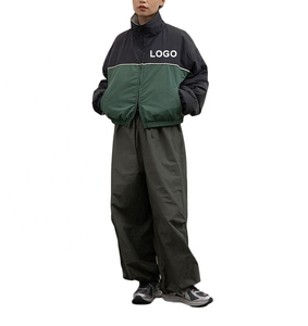 Conjunto de 2 Piezas de Chaqueta y Pantalones de Nailon con Cierre Personalizado, Chándales de Poliéster de Dos Tonos para Verano, Conjunto Deportivo Holgado Cortavientos - Product Image 1