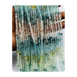 Cuentas de Rondelle facetadas de Aguamarina multicolor natural, tamaño aproximado de 4mm, cuentas de piedra de Aguamarina natural - Product Image 1