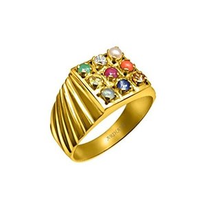 Anillo Chapado en Oro Panchdhatu 100% Original, Navaratna Natural (9 Piedras), Certificado por Arihant Gems & Jewels, Anillos Finos - Product Image 5