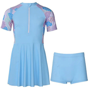 Nouveau Design Filles Enfants Surf Jupe Shorts Maillot De Bain Ensemble 100% Polyester/Spandex Deux Pièces Maillot De Bain Costume Solide Imprimer Plage Baignade - Product Image 1