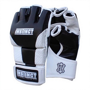 Meilleure vente de gant MMA demi-doigt en cuir véritable de qualité professionnelle Gants d'entraînement au combat Pro avec logo personnalisé pour l'entraînement quotidien - Product Image 1