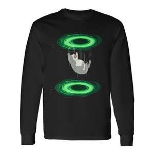 T-shirt a maniche lunghe Endless Fall Cat con outfit Portal per amanti dei gattini - T-shirt promozionale per amanti dei gattini - Product Image 1