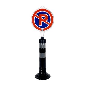 Kit de délimitation routière noir avec panneau d'avertissement de interdiction de stationnement pour la sécurité routière et les applications de circulation. - Product Image 1