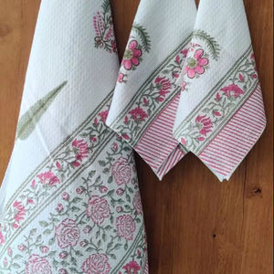 High Quality White Cotton <b>Waffle</b> Bath Towel Hand <b>Block</b> Printed with Solid Color for Home Use - Product Image 1