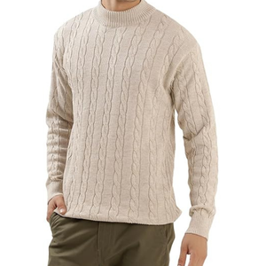Pull en maille d'hiver pour homme, fin, en cachemire, couleur unie, en coton biologique, logo sur le devant, manches longues, 220g, mode, OEM, vente en gros - Product Image 1