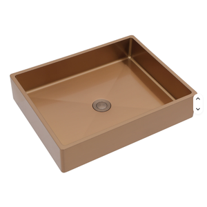 Lavabo de salle de bain en acier inoxydable rose doré CUPC 19"X15" avec drain escamotable élégant - Product Image 1