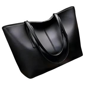 Classic Stylish Women's Leather Tote <b>Bags</b> with Button Decoration and Zipper Closure for <b>Travel</b> and Daily Use - Product Image 2