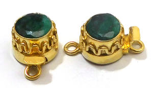 Fermoir de boîte ronde en pierre précieuse émeraude plaqué or 18 carats 24X15X10MM B631-1 de fabrication de bijoux fermoir de boîte ronde à 2 3 brins - Product Image 2