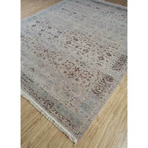 Tapis en laine afghane noué à la main Viscaya, motif médaillon rose et violet, forme puzzle rectangulaire pour couloir et salon - EA-3063 - Product Image 2