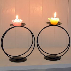 Creative Simple Design Double Porcelain pink <b>Taper</b> Tealight <b>Candle</b> Holder Set of 3 <b>Candle</b> Stick for Table Wedding - Product Image 2