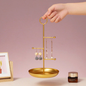 Design attrayant Vintage nouveauté porte-bijoux en métal taille personnalisée or noir fini maison maquillage accessoires décors de mariage - Product Image 6