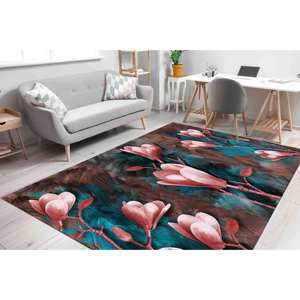 Alfombra Floral Magnolia: Alfombra Decorativa Antideslizante para Entrada, Alfombra Delgada No Tejida - Product Image 1