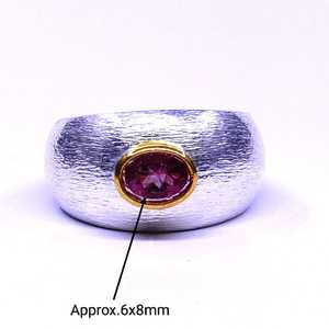 Anillo de turmalina clásico chapado en oro de Plata de Ley 925 para boda y fiesta - Product Image 2