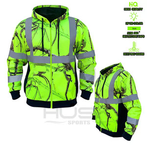 Sweat à capuche personnalisé avec fermeture éclair, réfléchissant 3D fluorescent, pour l'hiver, en coton/polyester polaire, sérigraphié - Product Image 2