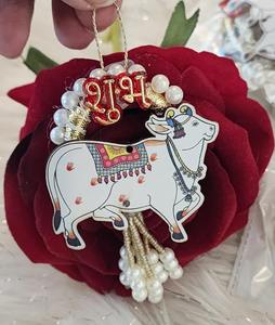 MDF Pichwai Beds Cow Wall Hanging for <b>Temple</b> Decoration Decorative Shubh Labh Pair for Side Door Hanging Garlands - Product Image 6