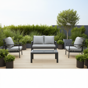 Amicasa STAR Juego de Muebles de Patio para 4 Personas, Aluminio y Poliéster en Gris BHR 10010 2 - Product Image 3