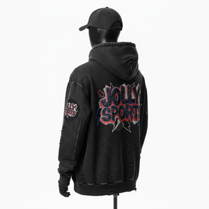 เสื้อมีฮู้ดผ้าฝ้ายขนแกะสีดำเสื้อสไตล์ฟอกสีที่มีความหนาแน่นสูงทนทานพิมพ์โลโก้ที่กำหนดเองและเรียบพื้นฐาน - Product Image 4