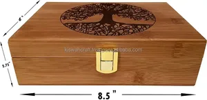 Organisateur de bijoux en bois fait à la main conception classique unique manguier bois d'acacia nouvel approvisionnement en gros avec emballage en carton - Product Image 6