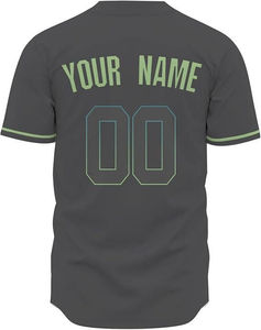 Camiseta de Béisbol Gris Oscuro para Hombre, Cuello en V, Manga Corta, Botones al Frente, Nombre del Equipo Impreso, Tejido Transpirable de Poliéster - Product Image 2