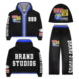 Sudadera con Capucha y Cremallera de Nuevo Diseño, Chándal con Pedrería, 100% Algodón, Informal, Ecológico, Personalizable Según Sus Necesidades - Product Image 3