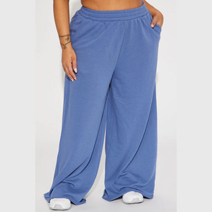 Pantalons de survêtement larges pour femmes, streetwear d'hiver, tendance, taille haute, pantalons de détente, coupe régulière, élastiques, décontractés, avec poches, plats - Product Image 2