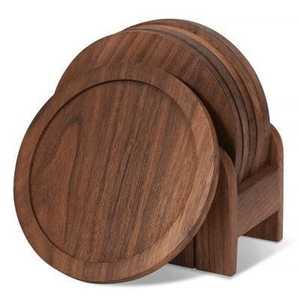 Dessous de verre en bois de hêtre avec impression de logo personnalisé Style classique Tasse à thé Biscuit Design Tapis de tasse en bois avec pierre pour boissons chaudes - Product Image 2