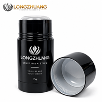 Contenant vide pour déodorant en stick 75g, double couvercle, remplissage par le bas, mécanisme rotatif, grande taille, emballage cosmétique en plastique noir et blanc
