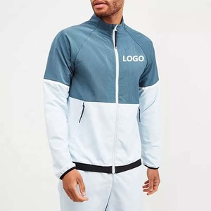 Pantalones deportivos con cremallera para hombre, chándal de algodón y poliéster con logotipo personalizado, ajuste Delgado, chándal de gimnasio, chándales de Color con cremallera completa tejida, venta al por mayor - Product Image 3