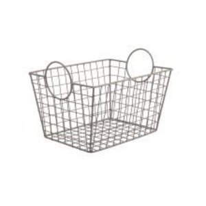 Finest Quality Iron Wire Storage <b>Basket</b> <b>Handles</b> Large Rectangular Eco-Friendly Multifunction Utility Tote Bin Home Kitchen - Product Image 1