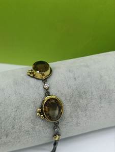 Pulseras Modernas Hechas a Mano en Plata con Baño de Oro y Negro, con Piedras Preciosas que Cambian de Color, 15g - Product Image 2