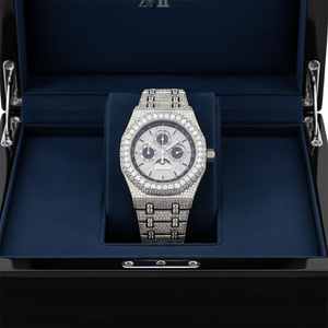 Reloj de Pulsera de Cuarzo Analógico de Lujo para Hombre, de Acero Inoxidable, con Esfera de Escala Romana, Dije de Moissanita, Resistencia al Agua de 3 Bares - Product Image 3