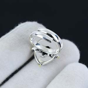 Bagues en argent sterling massif plaqué rhodium, forme goutte d'eau émeraude, bijoux vintage bohème de luxe - Product Image 2