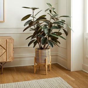 Jardineras de ratán para decoración de jardín con soporte de hierro jardinera de ratán natural con soporte negro de pie de suelo grande a bajo precio - Product Image 2