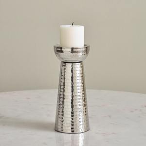 Contemporary <b>Silver</b> Metal <b>Candle</b> <b>Holder</b> for Table Decor Elegant Modern Centerpiece Stylish Romantic Candlelight Stand - Product Image 4
