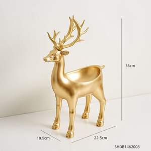 รูปปั้นสัตว์โบราณตกแต่งทองเหลืองสำหรับตกแต่งและตกแต่งบ้านและสวนรูปปั้นโลหะกวาง - Product Image 1