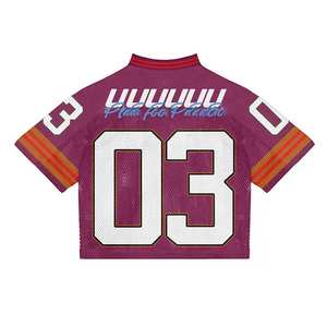 Custom Premium <b>Mesh</b> Boxy Jersey V Neck <b>Mesh</b> <b>Shirt</b> Streetwear American Football Jersey All Over Print Soccer Cropped Jersey Men - Product Image 2