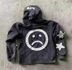 Sweat à capuche zippé à broderie Détresse personnalisable OEM disponible avec impression de logo dans toutes les tailles pour la saison hivernale - Product Image 2