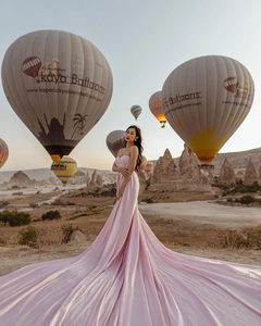 Dernière vente chaude longue robe de fiançailles fluide robe volante Santorini Photoshoot robe pour les femmes - Product Image 3