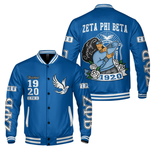 Zeta Phi Beta 1920 Sororité Bleu Blanc ZPB Varsity Letterman Veste Vie Grecque Chenille Patch Fondateurs Day Wear - Product Image 3