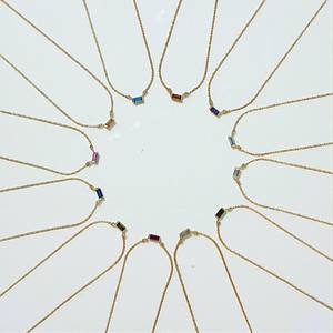 Collier avec pendentif en argent 925, améthyste rectangulaire baguette, bijoux de 18 pouces - Product Image 3