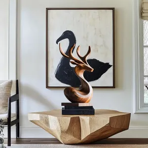 Modelo de reno de madera de calidad experta de mango Wood con soporte para Decoración de mesa Artículo de decoración de Navidad para FESTIVAL DE Navidad - Product Image 2