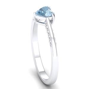 Nouvelle arrivée REYES, bagues de fiançailles en argent sterling 925 avec moissanite, forme de cœur, 0,5 carat, pierre précieuse aquamarine, bagues solitaires fines - Product Image 3