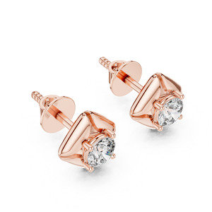 14K oro amarillo elegante 4 MM tachuelas redondas laboratorio cultivado diamante pendientes mujer 14K oro joyería laboratorio creado joyería - Product Image 6