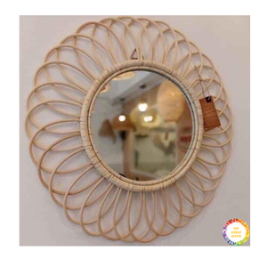 Acento colgante decorativo de espejo de ratán para el arte de la pared del hogar adecuado para interiores modernos y bohemios Vietnam - Product Image 3