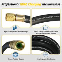 Manguera de Carga Universal para HVAC de 3/8 Pulgadas y 6 Pies de Longitud con Conexiones de 3/8'', para Mantenimiento de Aires Acondicionados y Reparación de Refrigeración