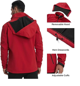 Chaqueta Softshell con Capucha para Hombre, Impermeable, Forrada de Forro Polar, Chaqueta de Lluvia Ligera, Cortavientos, Abrigo de Invierno para Senderismo al Aire Libre - Product Image 6