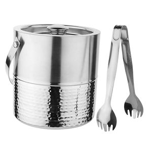 Cubo de Hielo de Acero Inoxidable Martillado de Primera Calidad con Tapa y Pinzas para Hielo - Product Image 3