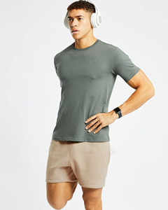 Camisetas de hombre de corte regular color verde oliva, precio de fábrica al por mayor, mezcla de algodón, transpirables, para gimnasio y ropa de calle, camisetas de verano para hombre - Product Image 6