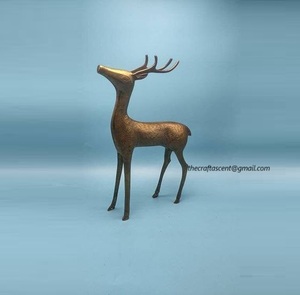 Modern Luxury Handmade <b>Brass</b> Reindeer Sculpture Living Room Christmas Metal <b>Ornament</b> Wholesale for Decorations - Product Image 3
